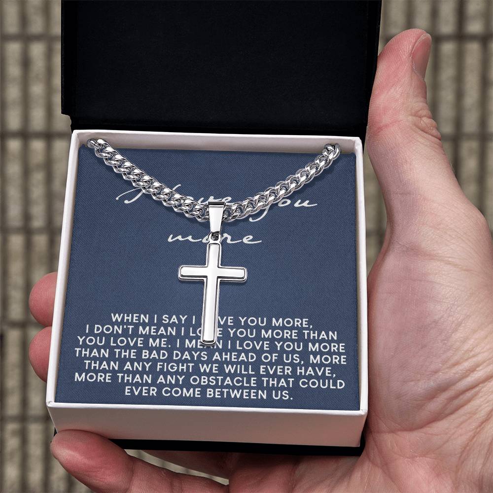 Romantic Gifts For Him, To My Man Necklace From Girl Woman, Soulmate Jewelry For Men Stainless Artisan Crafted Cross Necklace with Message Card Luxury Box, Jewelry Gift For Men, Mans Gift Necklace