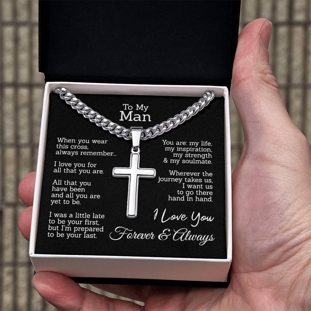 To My Man Cross Necklace From Woman, Soulmate This Cross Always Remember Necklace, Jewelry Gift For Men, Mans Gift Necklace, Man And Soulmate Cross Necklace Gift For Him, Love You And Always Necklace