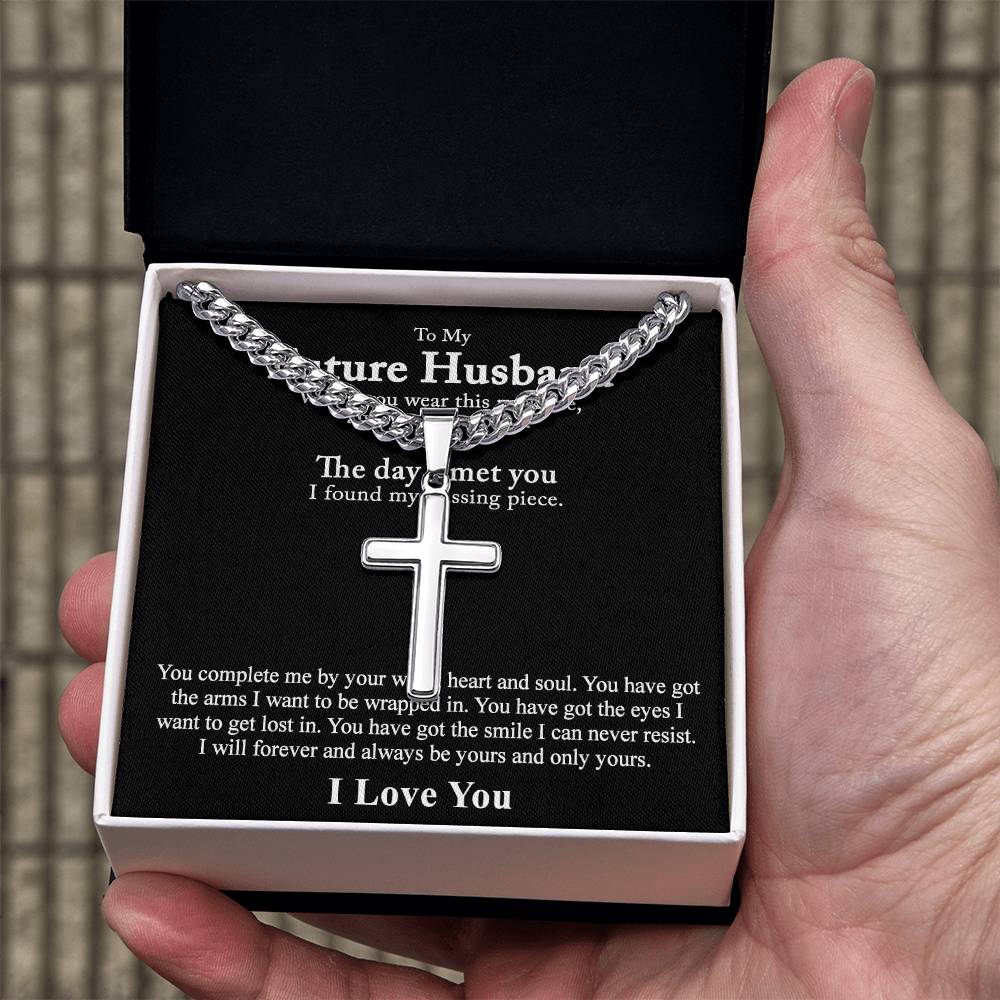To My Future Husband Cross Necklace From Wife, Husband To Be From Wife Cross Pendant, Jewelry Gift For Men, Mans Gift Necklace, Future Husband And Future Wife Artisan Cross Necklace Gift For Him