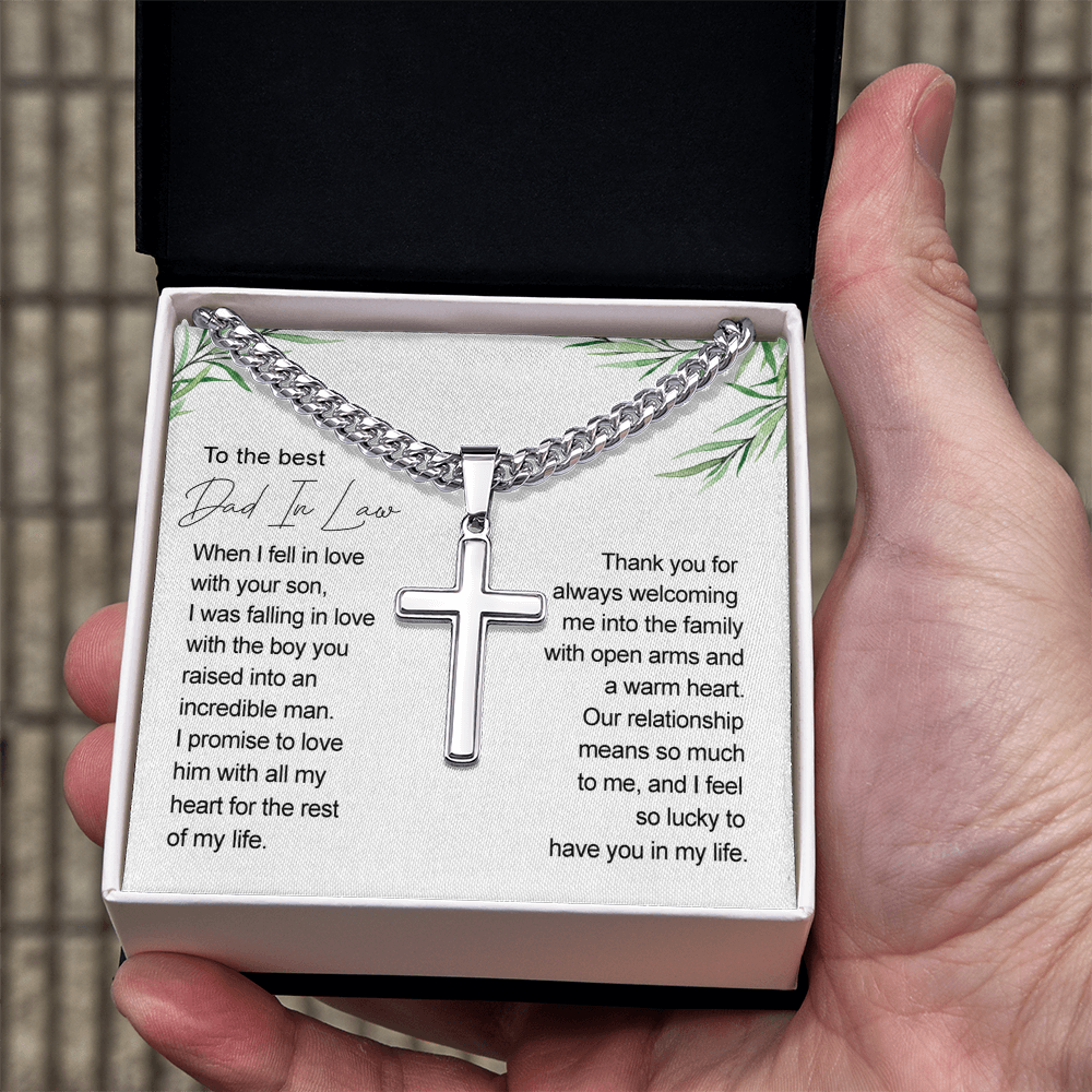 Father In Law Gift Father Of The Groom Wedding Gift For Father In Law From Bride, Jewelry For Men, Man Necklace Pendant, Stainless Cross Necklace Gift For Dad, Cross Necklace Gift On Wedding For Dad