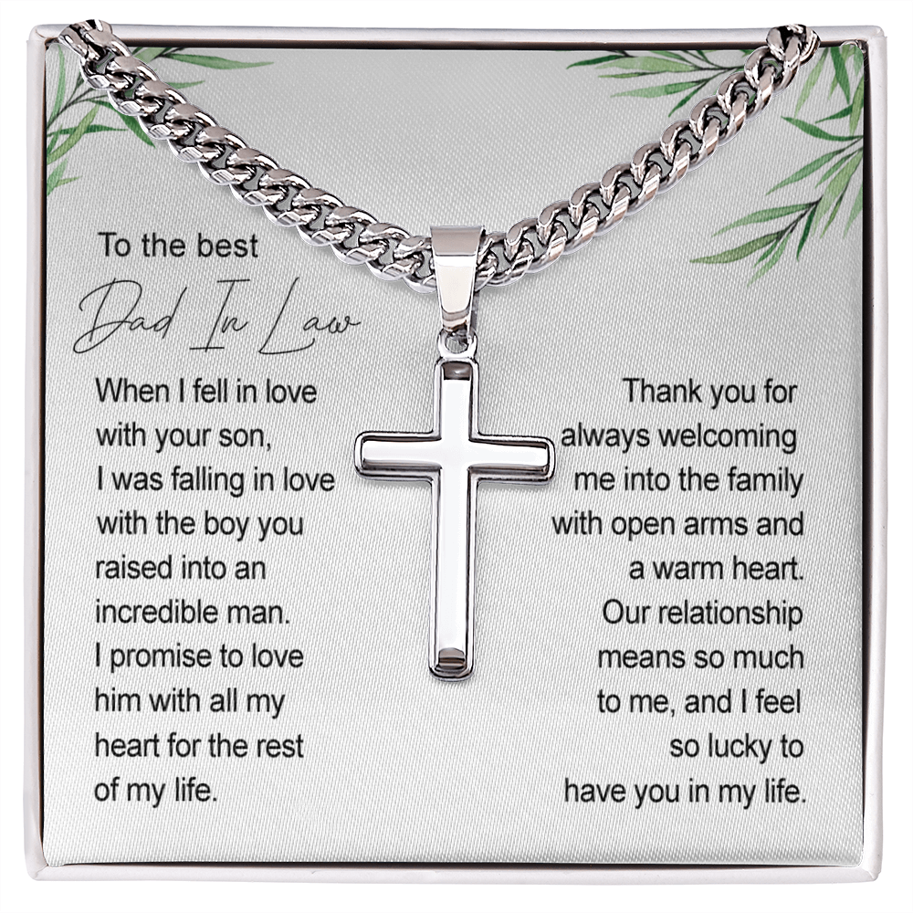 Father In Law Gift Father Of The Groom Wedding Gift For Father In Law From Bride, Jewelry For Men, Man Necklace Pendant, Stainless Cross Necklace Gift For Dad, Cross Necklace Gift On Wedding For Dad