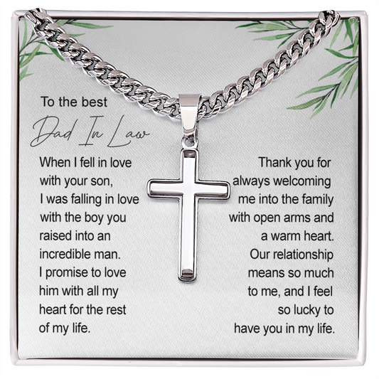 Father In Law Gift Father Of The Groom Wedding Gift For Father In Law From Bride, Jewelry For Men, Man Necklace Pendant, Stainless Cross Necklace Gift For Dad, Cross Necklace Gift On Wedding For Dad