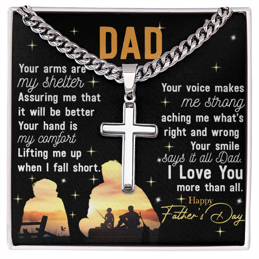 Father's Day Necklace Gift, To My Dad Cross Necklace Gift From Son, Father And Son Cross Necklace Gift For Him, Jewelry Gift For Man, Dad Gift Necklace, Happy Father's Day Necklace, Pendant For Dad