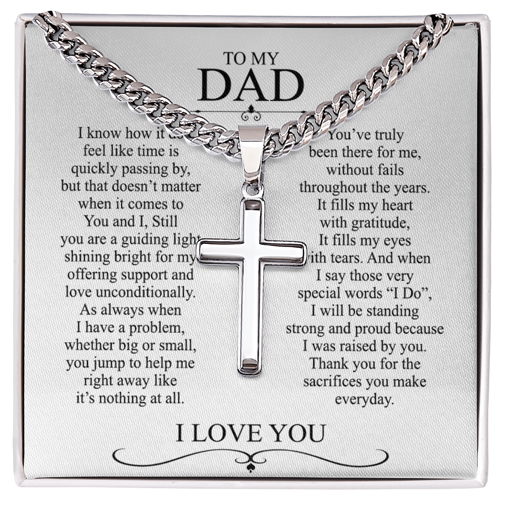 To My Dad Cross Necklace From Daughter, Gift For Dad On Happy Father's Day Jewelry Gift For Men, Stainless Cross Necklace Gift For Dad From Her, Father And Daughter Cross Pendant Gift For Him