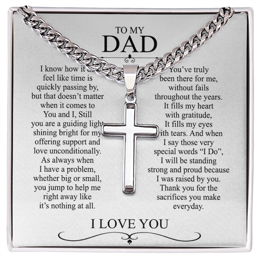To My Dad Cross Necklace From Daughter, Gift For Dad On Happy Father's Day Jewelry Gift For Men, Stainless Cross Necklace Gift For Dad From Her, Father And Daughter Cross Pendant Gift For Him