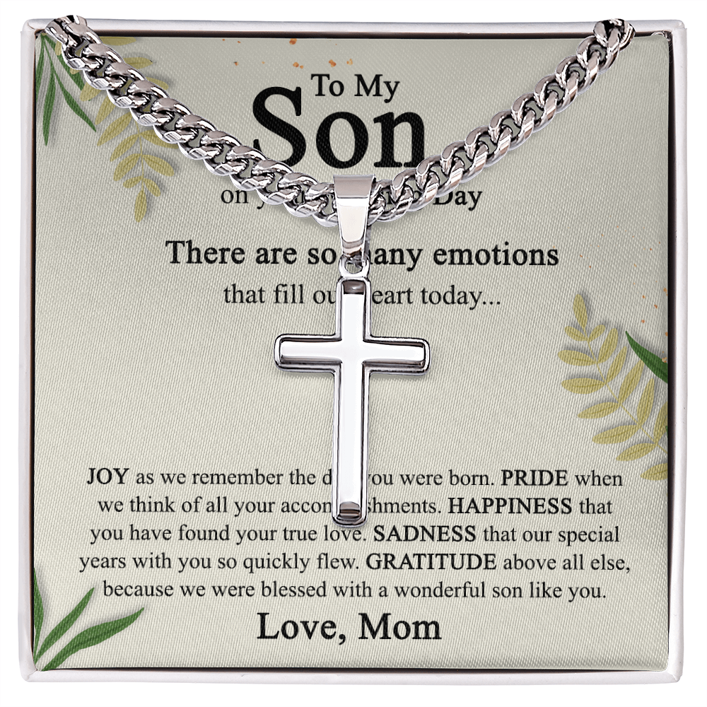To My Son On His Wedding Day Cross Necklace from Mom, Gifts Cross Necklace for Son on Wedding Day from Mom, Mother Gift Necklace To Son on Wedding Day, Necklace for Son, Jewelry Gift For Boys Men