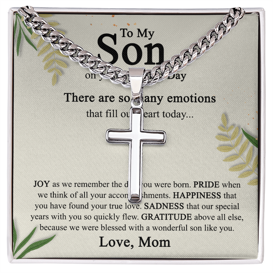 To My Son On His Wedding Day Cross Necklace from Mom, Gifts Cross Necklace for Son on Wedding Day from Mom, Mother Gift Necklace To Son on Wedding Day, Necklace for Son, Jewelry Gift For Boys Men