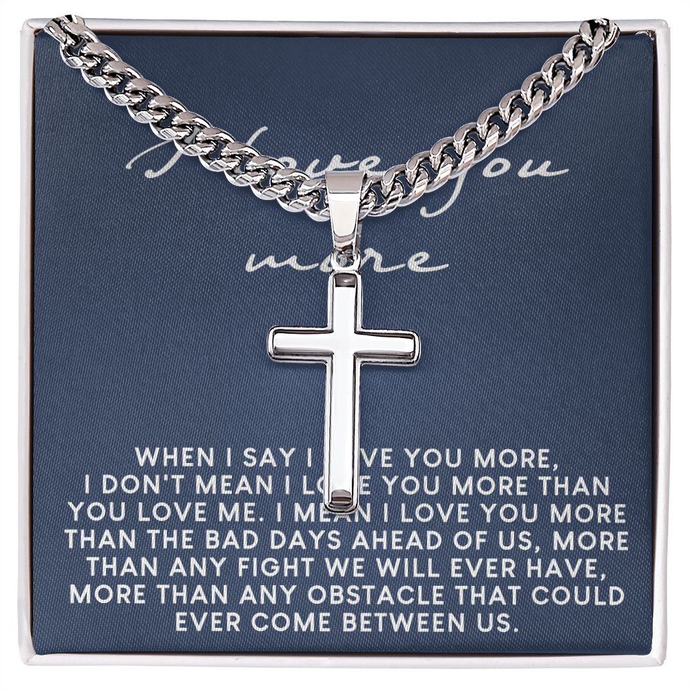 Romantic Gifts For Him, To My Man Necklace From Girl Woman, Soulmate Jewelry For Men Stainless Artisan Crafted Cross Necklace with Message Card Luxury Box, Jewelry Gift For Men, Mans Gift Necklace