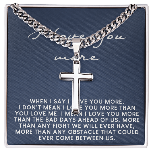 Romantic Gifts For Him, To My Man Necklace From Girl Woman, Soulmate Jewelry For Men Stainless Artisan Crafted Cross Necklace with Message Card Luxury Box, Jewelry Gift For Men, Mans Gift Necklace