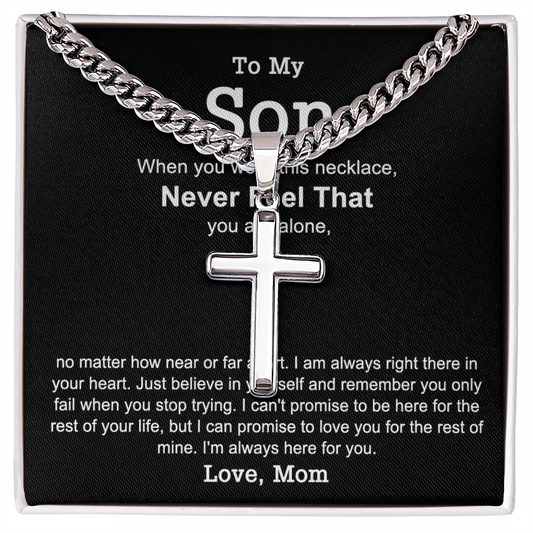 Mother And Son Gift Cross Necklace, To My Son Cross Necklace From Mom, Mother to Son Gift Necklace Mom and Son Gift Personalized Cross Necklace For Son From Mom, Mother Son Cross Jewelry for Boys