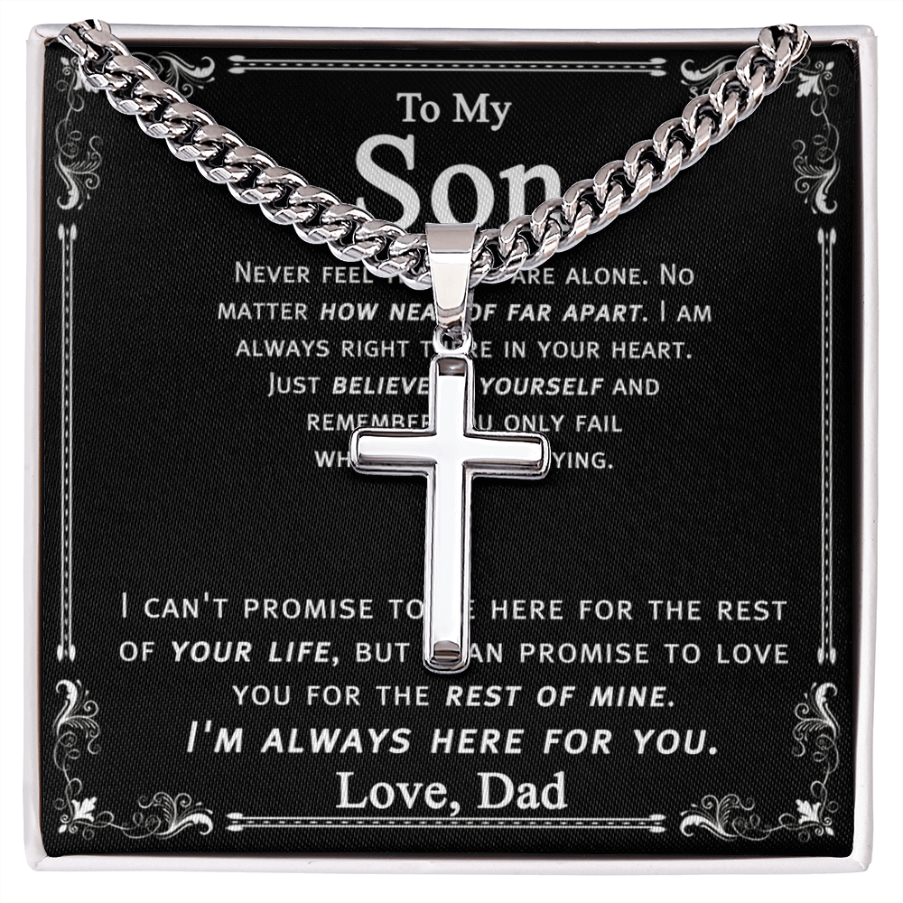 Father Son Gifts Cross Necklace Gift For My Son, Jewelry Gift for Son From Dad, Father to Son Necklace Dad and Son Gift Cross Pendant Gift For Son From Dad, Father Son Jewelry Gift for Men Boys