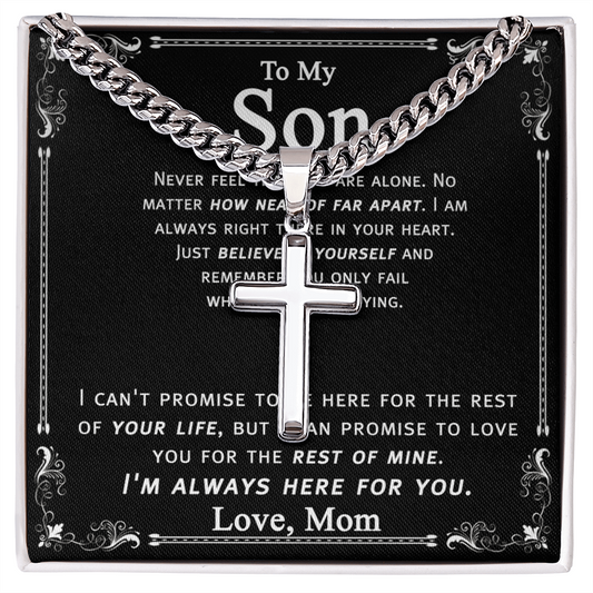 Mother And Son Gift Cross Necklace, To My Son Cross Necklace From Mom, Mother to Son Gift Necklace Mom and Son Gift Cross Necklace For Son From Mom, Mother Son Cross Jewelry for Men Boys