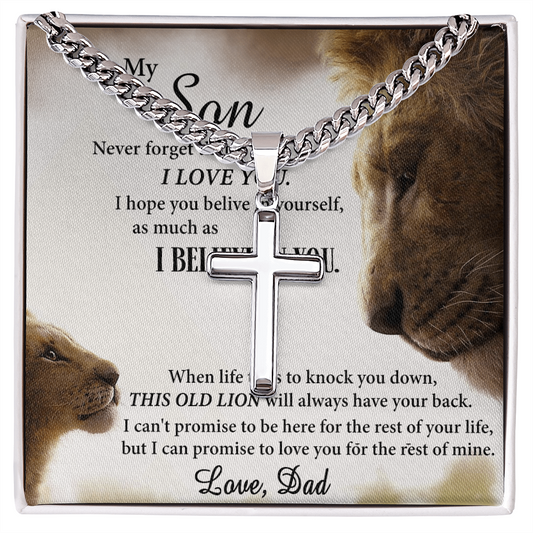 Son Lion Gifts Necklace from Dad, To My Son Cross Necklace Gift from Dad, My Son Necklace from Dad, Father And To My Son Cross Necklace from Dad, Graduation Gift for Son from Dad, Lion Dad and Son