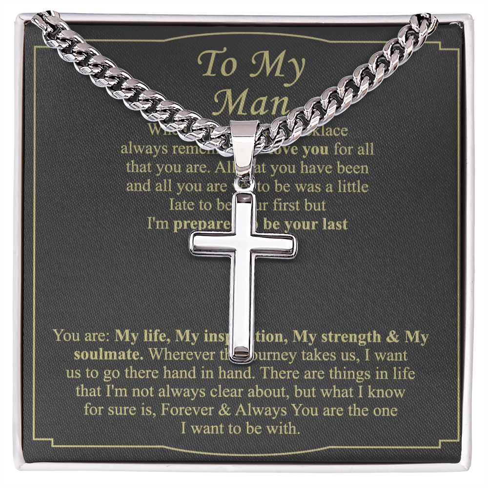 To My Man Cross Necklace From Women, Gift Cross Necklace For Man, Boyfriend, Birthday Gift Cross Necklace From Wife Jewelry For Men, Cross Necklace Gift For Man, Soulmate Gift Necklace For Him