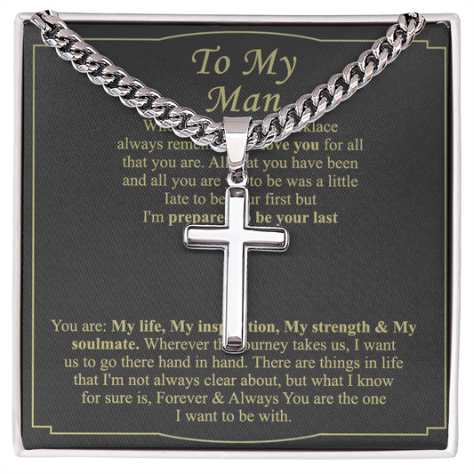 To My Man Cross Necklace From Women, Gift Cross Necklace For Man, Boyfriend, Birthday Gift Cross Necklace From Wife Jewelry For Men, Cross Necklace Gift For Man, Soulmate Gift Necklace For Him