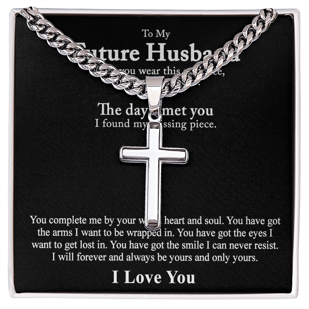 To My Future Husband Cross Necklace From Wife, Husband To Be From Wife Cross Pendant, Jewelry Gift For Men, Mans Gift Necklace, Future Husband And Future Wife Artisan Cross Necklace Gift For Him