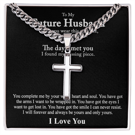 To My Future Husband Cross Necklace From Wife, Husband To Be From Wife Cross Pendant, Jewelry Gift For Men, Mans Gift Necklace, Future Husband And Future Wife Artisan Cross Necklace Gift For Him
