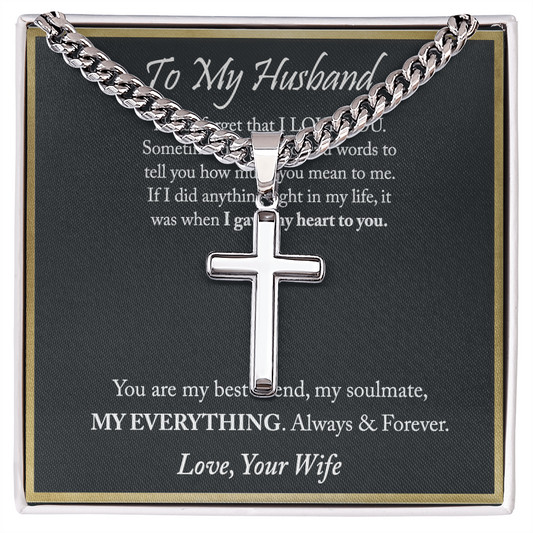 Husband And Wife Cross Necklace, To My Husband Cross Necklace From Wife, Soulmate, Gift Necklace For Husband, Wife To Husband Cross Necklace, Gift Necklace For Husband Jewelry Gift For Men, Mans