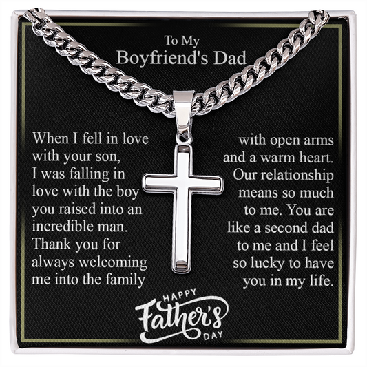 To My Boyfriend's Dad Cross Necklace From Daughter, Father's Day Pendant Gift for Boyfriend's Father, Personalized Cross Necklace For Boyfriend's Dad, Gift Necklace For Him, Jewelry Gift For Men
