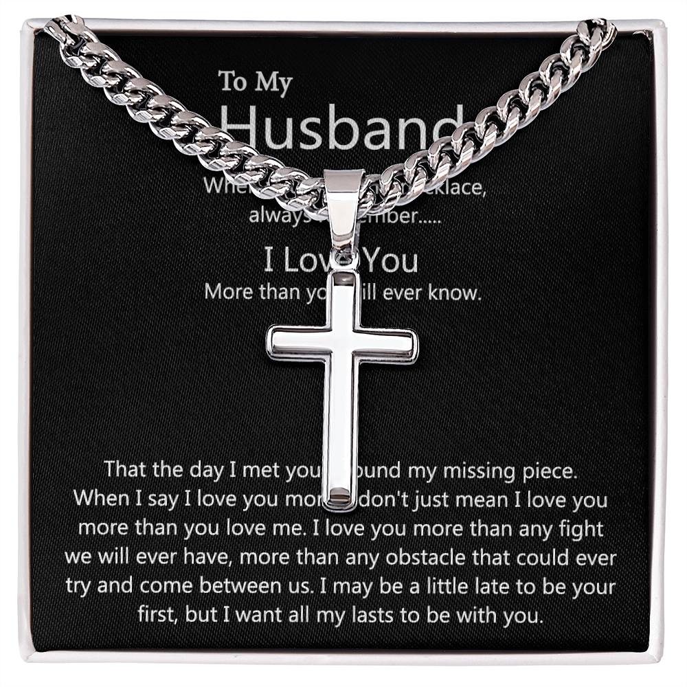 Husband And Wife Cross Necklace, To My Husband Cross Necklace From Wife, Cross Necklace Gift For Husband, Wife To Husband Cross Necklace For Husband Jewelry Gift For Men, Man Gift Necklace For Him