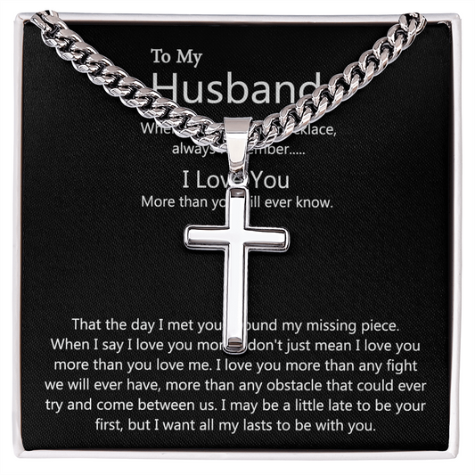 Husband And Wife Cross Necklace, To My Husband Cross Necklace From Wife, Cross Necklace Gift For Husband, Wife To Husband Cross Necklace For Husband Jewelry Gift For Men, Man Gift Necklace For Him
