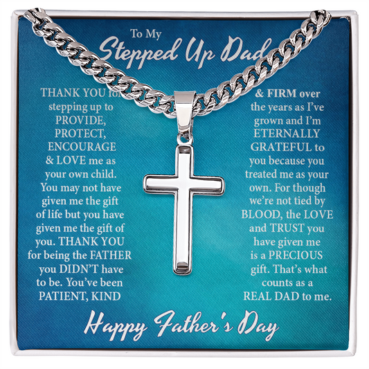 To My Step Dad Cross Necklace From Daughter, Stainless Steel Cross Necklace, Jewelry Gift For Men, Father's Day Necklace Gift For Dad, Graduation Gift Necklace For him, Stepped Up Dad Gift Necklace