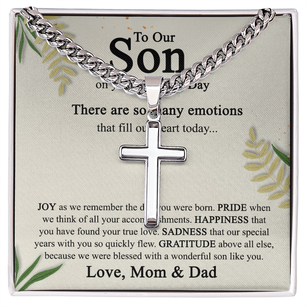 To Our Son on His Wedding Day Cross Necklace, Sentimental Wedding Gifts Cross Necklace from Parents, Son Getting Married, Wedding gift Cross Necklace for Son Wedding Day Gift for Son Jewelry for Men