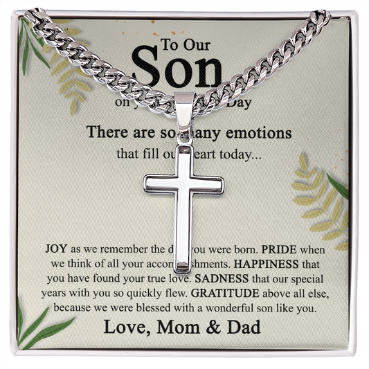 To Our Son on His Wedding Day Cross Necklace, Sentimental Wedding Gifts Cross Necklace from Parents, Son Getting Married, Wedding gift Cross Necklace for Son Wedding Day Gift for Son Jewelry for Men