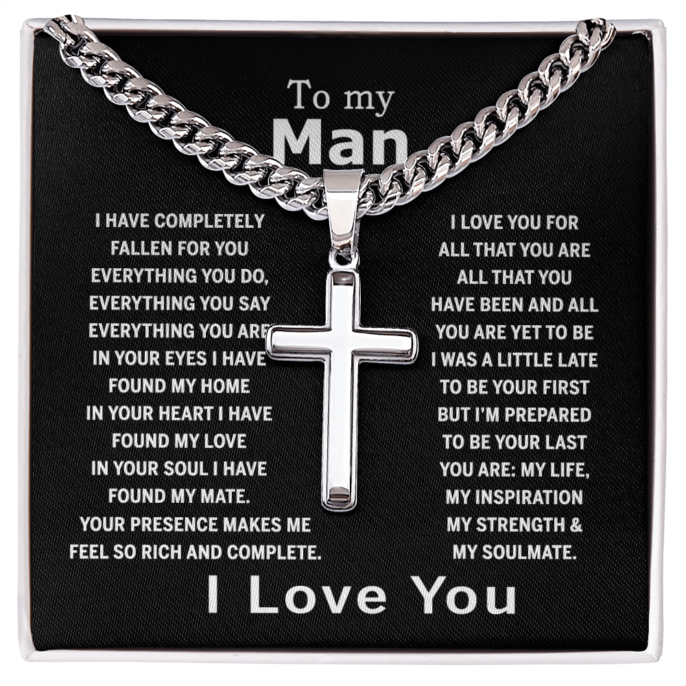 Cross Necklace Gift For Man, To My Man Cross Necklace From Women, Soulmate And Man Gift Necklace, Man And Soulmate Cross Necklace, Jewelry Gift For Men, Mans, Boyfriend Gift Necklace Gift For Him