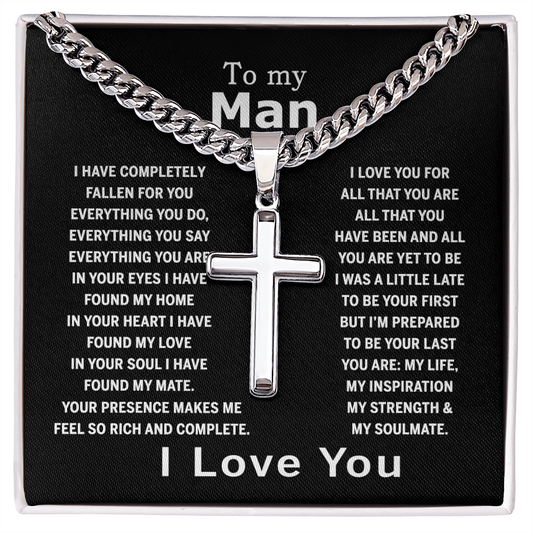 Cross Necklace Gift For Man, To My Man Cross Necklace From Women, Soulmate And Man Gift Necklace, Man And Soulmate Cross Necklace, Jewelry Gift For Men, Mans, Boyfriend Gift Necklace Gift For Him