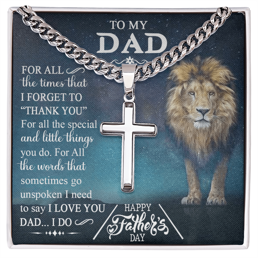 Lion Dad Cross Necklace, To My Dad Lion Cross Necklace From Daughter, Thank You For Dad Cross Necklace, Gift Necklace For Dad, Lion Father And Daughter Cross Pendant, Jewelry Gift For Men, Daddy