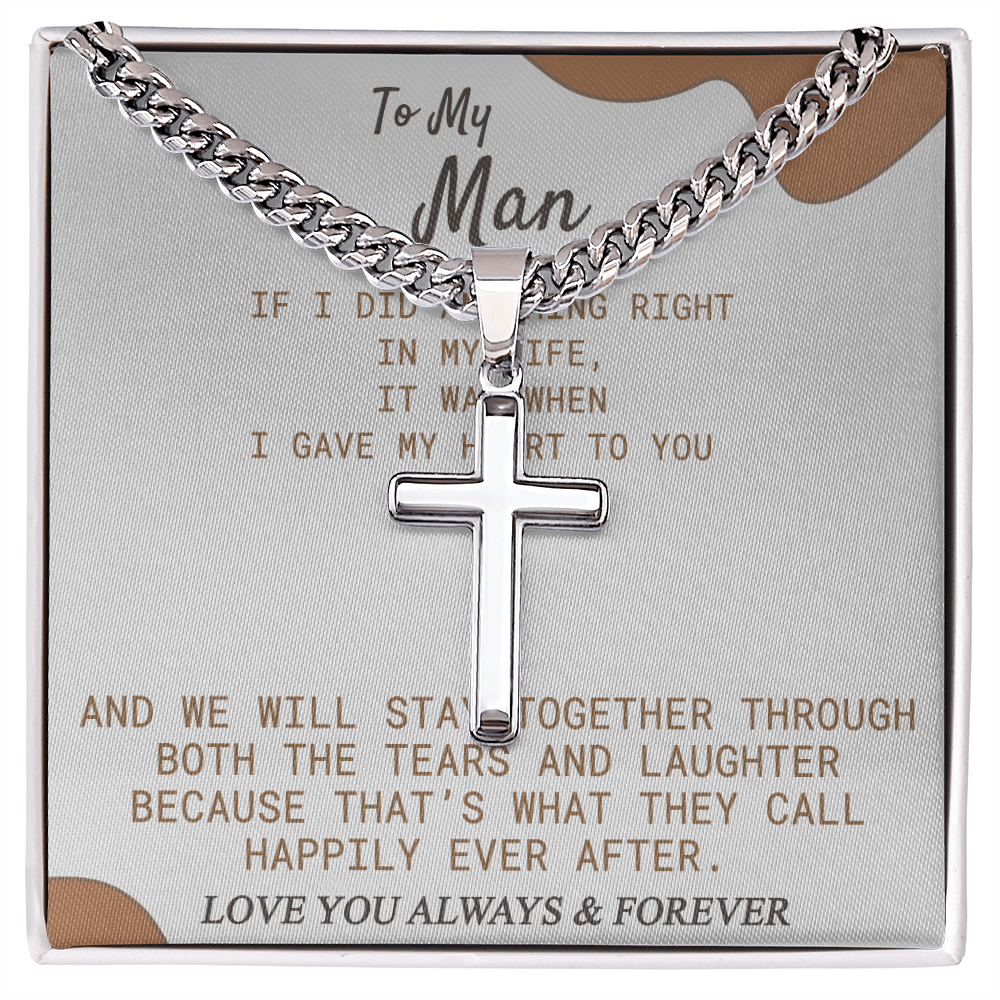 To My Man Cross Necklace From Soulmate, Wife To Husband Cross Necklace, Christmas Necklace Gift For Boyfriend, Jewelry Gift For Mens, Gift Necklace For Man Pendant Cross Necklace Gift For Him