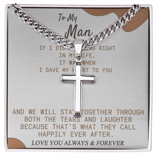 To My Man Cross Necklace From Soulmate, Wife To Husband Cross Necklace, Christmas Necklace Gift For Boyfriend, Jewelry Gift For Mens, Gift Necklace For Man Pendant Cross Necklace Gift For Him