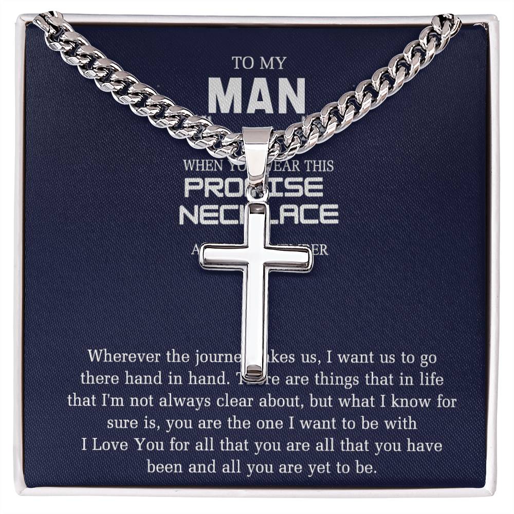 To My Man Cross Necklace From Girl, Woman, Sentimental Gifts Necklace for Man, Boyfriend Birthday Unique, Stainless Cross Necklace Gift For Man, Jewelry Gift For Men, Man Gift Necklace For Him