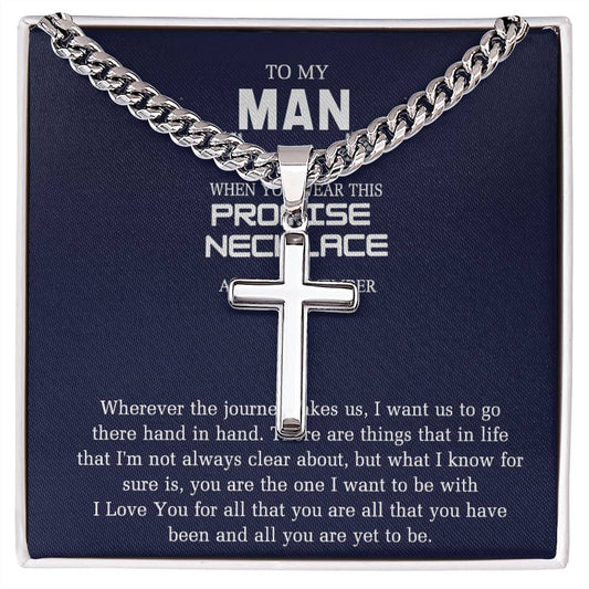 To My Man Cross Necklace From Girl, Woman, Sentimental Gifts Necklace for Man, Boyfriend Birthday Unique, Stainless Cross Necklace Gift For Man, Jewelry Gift For Men, Man Gift Necklace For Him