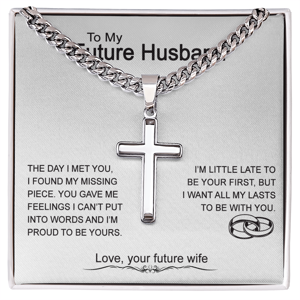 To My Future Husband Cross Necklace From Wife, Soulmate Jewelry Gift For Men, Mans Gift Necklace, Husband And Wife Cross Necklace Pendant, Future Husband Gift Necklace, Cross Necklace Gift For Him