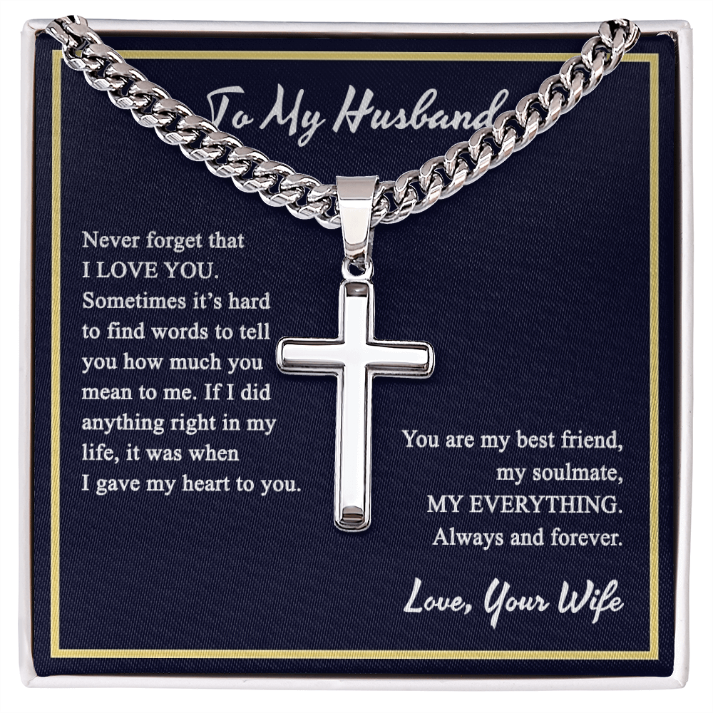 Cross Necklace Gift For Husband, To My Husband Necklace From Wife, Soulmate, Husband Gift Necklace For Him, Jewelry Gift For Men, Mans Gift Necklace Pendant Husband And Wife Gift Pendant From Her