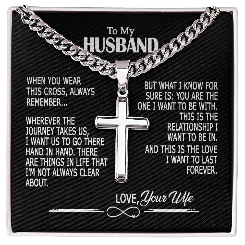 To My Husband Cross Necklace From Wife, Wife And Husband Necklace Pendant, Jewelry Gift For Men, Mans Gift Necklace For Him, Husband Gift Necklace, Wife To Husband Cross Pendant, Husband Gift