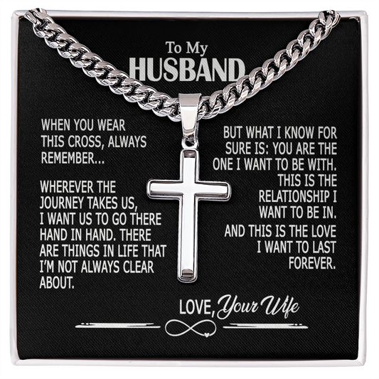 To My Husband Cross Necklace From Wife, Wife And Husband Necklace Pendant, Jewelry Gift For Men, Mans Gift Necklace For Him, Husband Gift Necklace, Wife To Husband Cross Pendant, Husband Gift