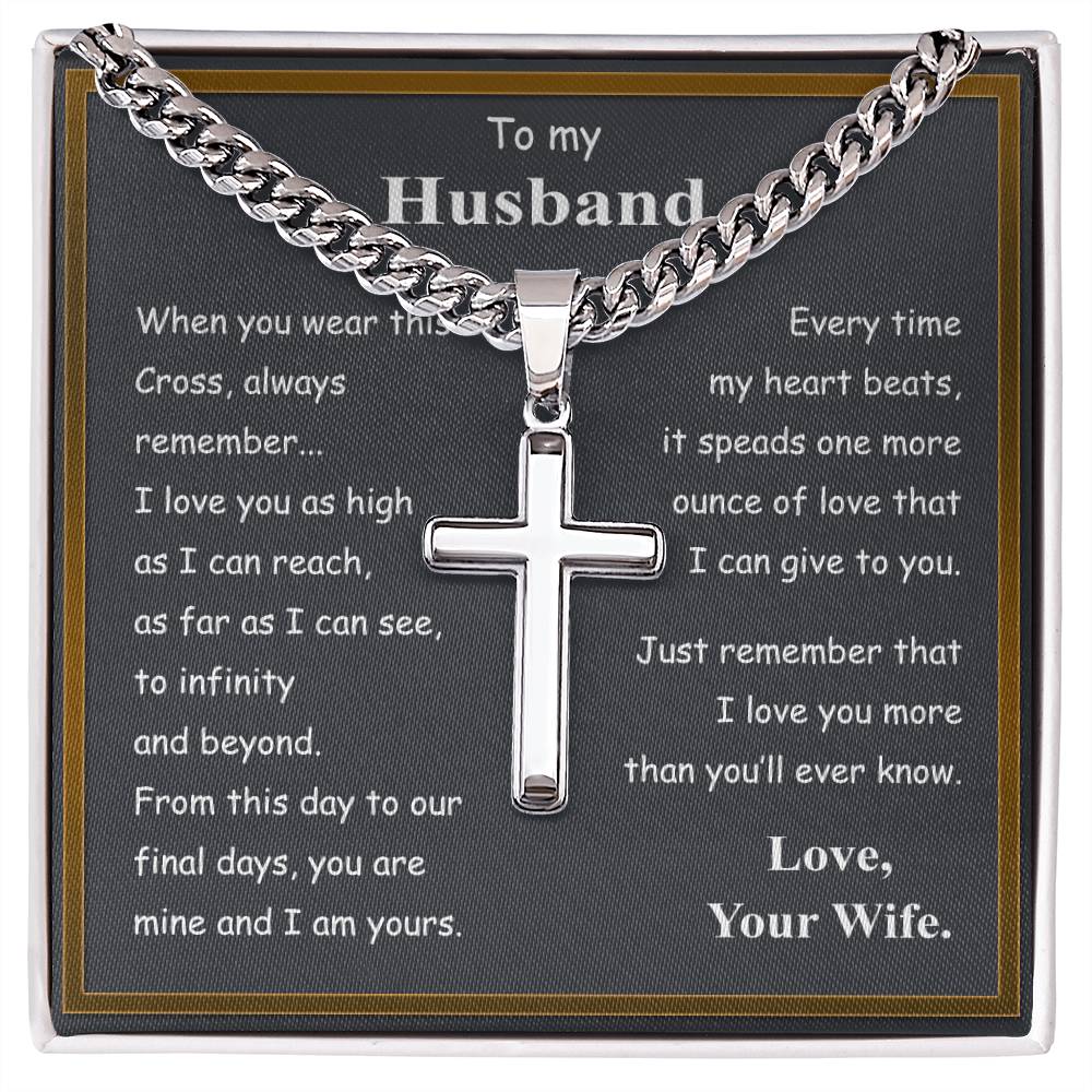 To My Husband Cross Necklace From Wife, Husband And Wife Cross Necklace, Jewelry Gift For Men, Man Gift Necklace, Wife To Husband Cross Necklace Pendant, My Husband Gift Necklace Gift For Him