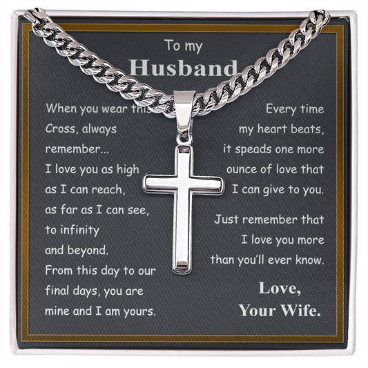 To My Husband Cross Necklace From Wife, Husband And Wife Cross Necklace, Jewelry Gift For Men, Man Gift Necklace, Wife To Husband Cross Necklace Pendant, My Husband Gift Necklace Gift For Him