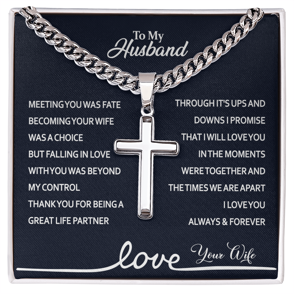 Husband And Wife Necklace Pendant, To My Husband Cross Necklace From Wife, Husband Gift Necklace From Wife, Jewelry Gift For Mens, Man Gift Necklace For Him, Wife To Husband Necklace Pendants