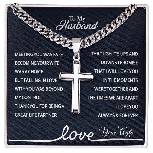 Husband And Wife Necklace Pendant, To My Husband Cross Necklace From Wife, Husband Gift Necklace From Wife, Jewelry Gift For Mens, Man Gift Necklace For Him, Wife To Husband Necklace Pendants