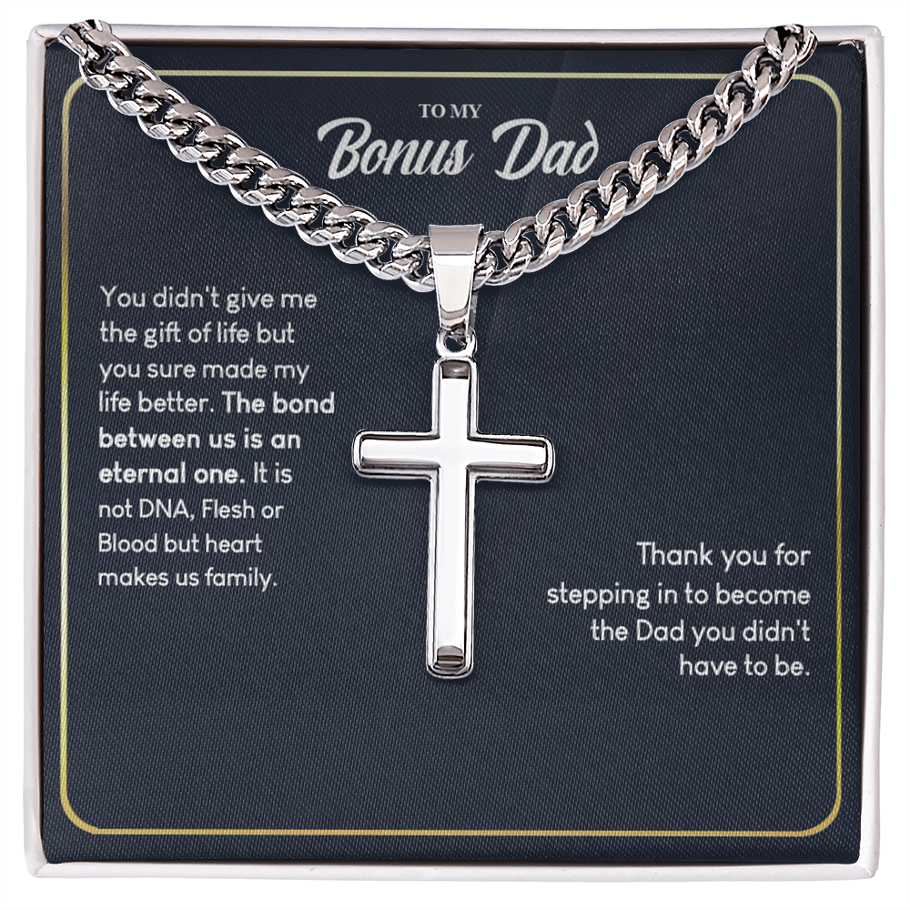 Bonus Dad Gift Necklace, Thank You For Dad Necklace, To My Bonus Dad Necklace From Daughter, Not DNA Necklace Gift For Dad From Bonus Daughter, Bonus Dad And Bonus Daughter Necklace Gift For Him