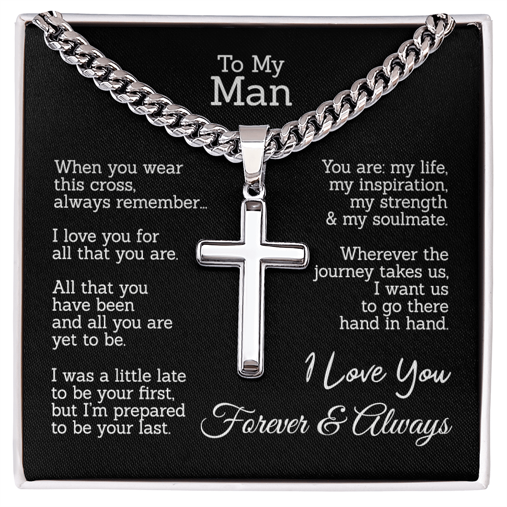 To My Man Cross Necklace From Woman, Soulmate This Cross Always Remember Necklace, Jewelry Gift For Men, Mans Gift Necklace, Man And Soulmate Cross Necklace Gift For Him, Love You And Always Necklace