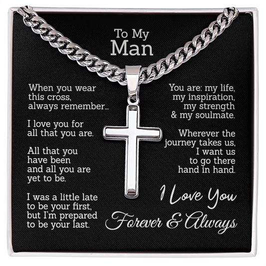 To My Man Cross Necklace From Woman, Soulmate This Cross Always Remember Necklace, Jewelry Gift For Men, Mans Gift Necklace, Man And Soulmate Cross Necklace Gift For Him, Love You And Always Necklace