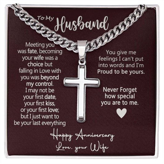 To My Husband Cross Necklace from Wife, Soulmate And Man Cross Necklace, Husband And Wife Necklace Gift, Jewelry Gift For Men, Mans Gift Necklace Gift, Necklace Gift For Husband, Happy Necklace
