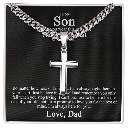 Father to Son Cross Necklace, Father Son Necklace Gift, Christmas Necklace for Son, To My Son From Dad Jewelry For Men Stainless Artisan Cross Necklace For Men  Pendant Cross Boys Gift Necklace