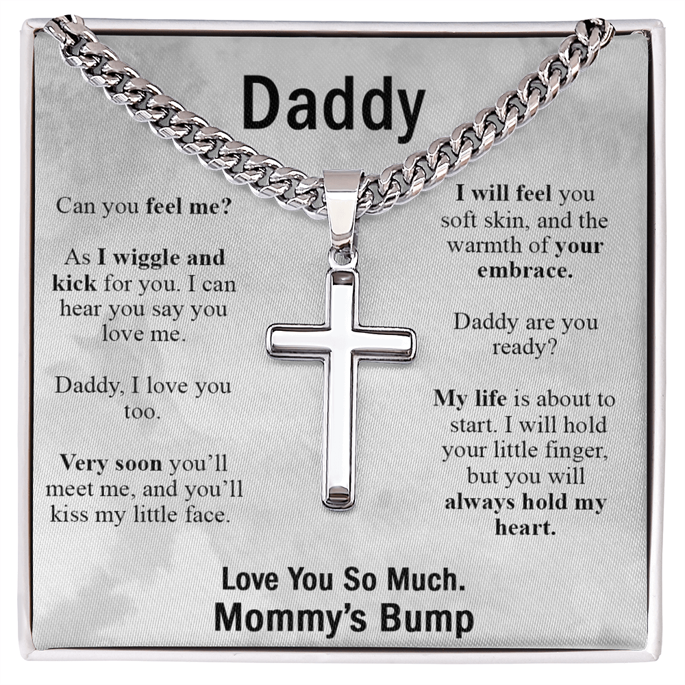 Daddy Gift Necklace, To My Dad Cross Necklace From Daughter, Mommy's Bump Necklace, Father And Daughter Cross Pendant, Jewelry Gift For Men, Mans Gift Necklace To Necklace For Dad From Daughter