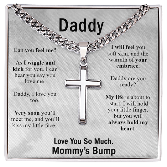 Daddy Gift Necklace, To My Dad Cross Necklace From Daughter, Mommy's Bump Necklace, Father And Daughter Cross Pendant, Jewelry Gift For Men, Mans Gift Necklace To Necklace For Dad From Daughter